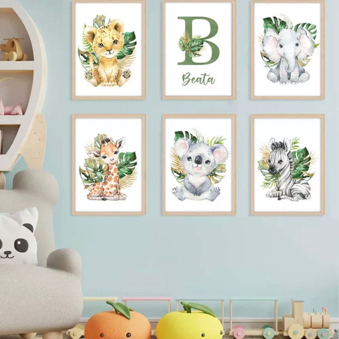 Custom Printed Wall Canvases Flowering Animals Lion Elephant Etsy