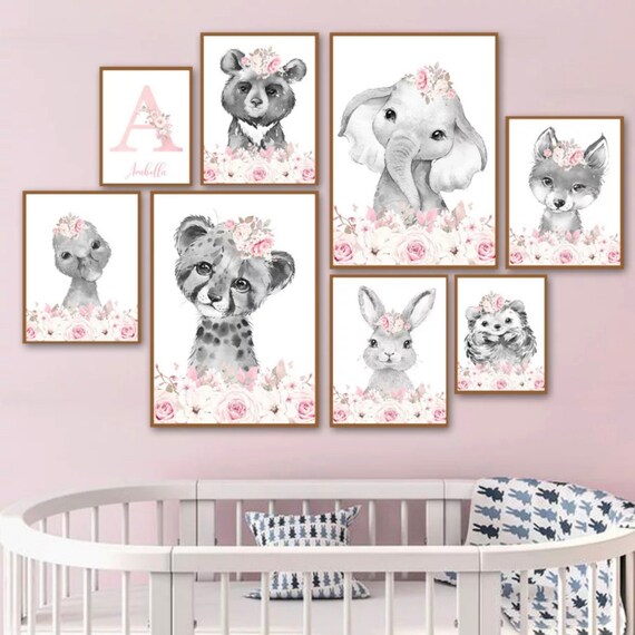 Wall Printed Canvases Animals Elephant Lion Hedgehog Giraffe Etsy