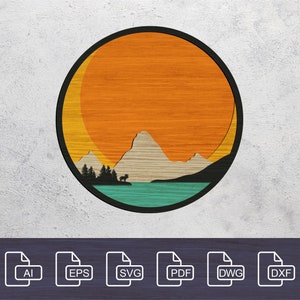 Digitale Datei - 5 Layer Laser cut Dateien, DXF, SVG, Mehrschichtige Dateien, Layered Circle Sun, CNC Plan