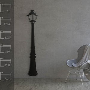Street Lamp Digital File - Single Layer Laser Cut Files, DXF, SVG, CNC plan