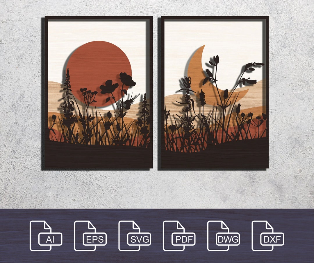 Day and Night - 5 Layer Laser Cut Files, Multilayer SVG DXF for CNC ...