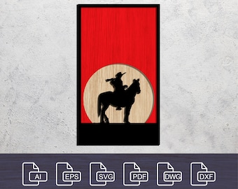 Digital File - 3 layer Laser cut files, DXF, SVG, Multi-layer files, Cowboy, CNC plan