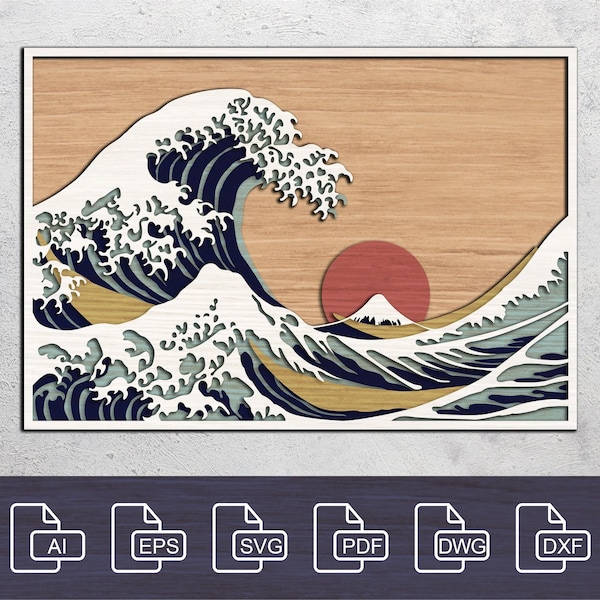 Digital File - 6 layer Laser cut files, DXF, SVG, Multi-layer files, Waves, CNC plan Digital File - 6 layer Laser cut files, DXF, SVG, Multi-layer files, Waves, CNC plan