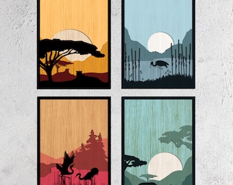 Digital File - 5 Layer Laser cut files, DXF, SVG, Multi-layer files, 4 in 1 Pack Wild Life Bundle, CNC plan