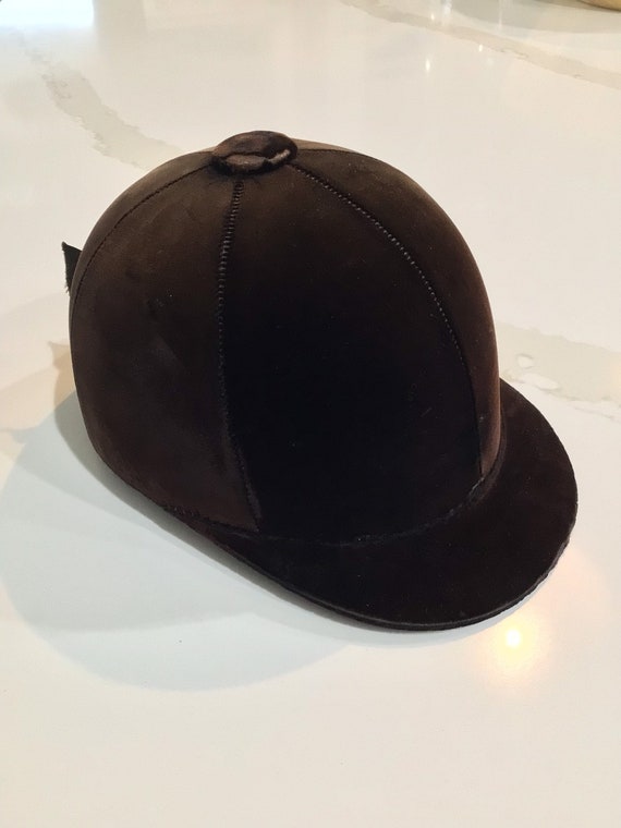 Vintage Childs Brown Velvet Riding Helmet - image 1