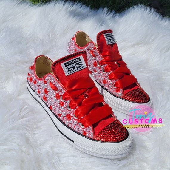 Pearl Chucks Chucks and Pearls Bling Converse Rhinestone Converse Bedazzeled Etsy