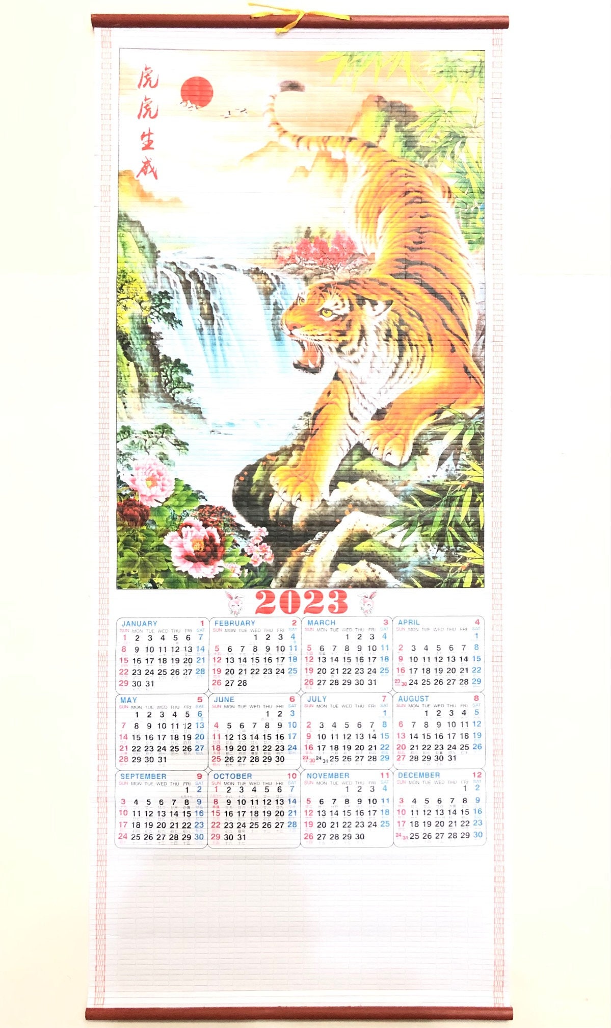 2023 Chinese Tiger Calendar Wall Scroll Year of the Rabbit - Etsy UK