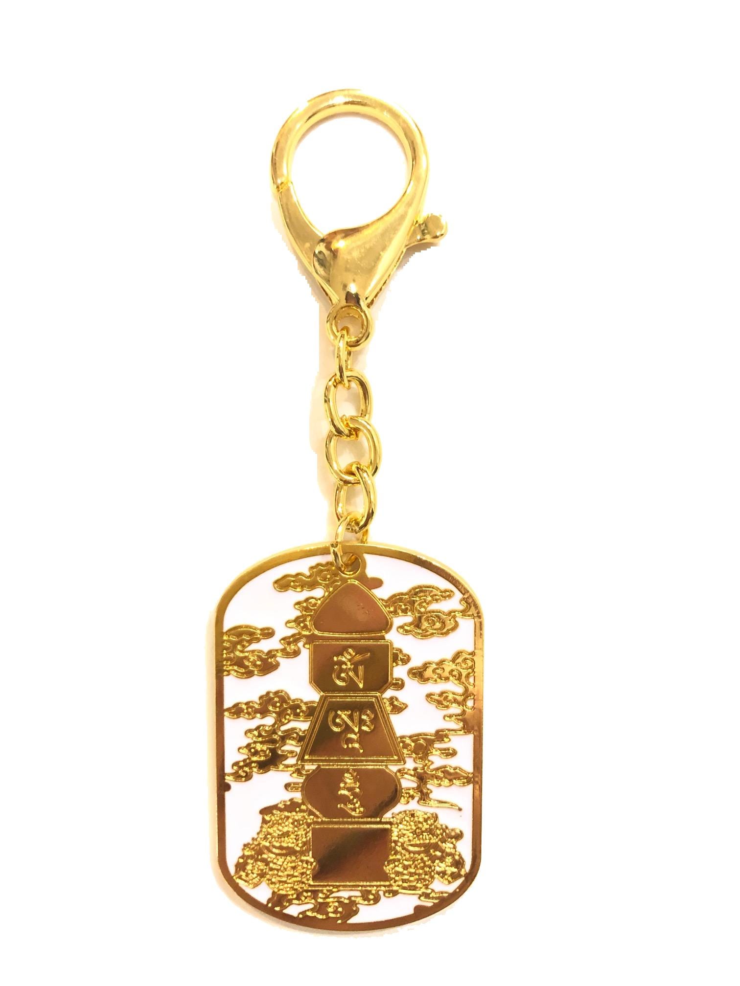 2x Feng Shui Five Element Pagoda Gold Amulet Card - Buddhism Blessing
