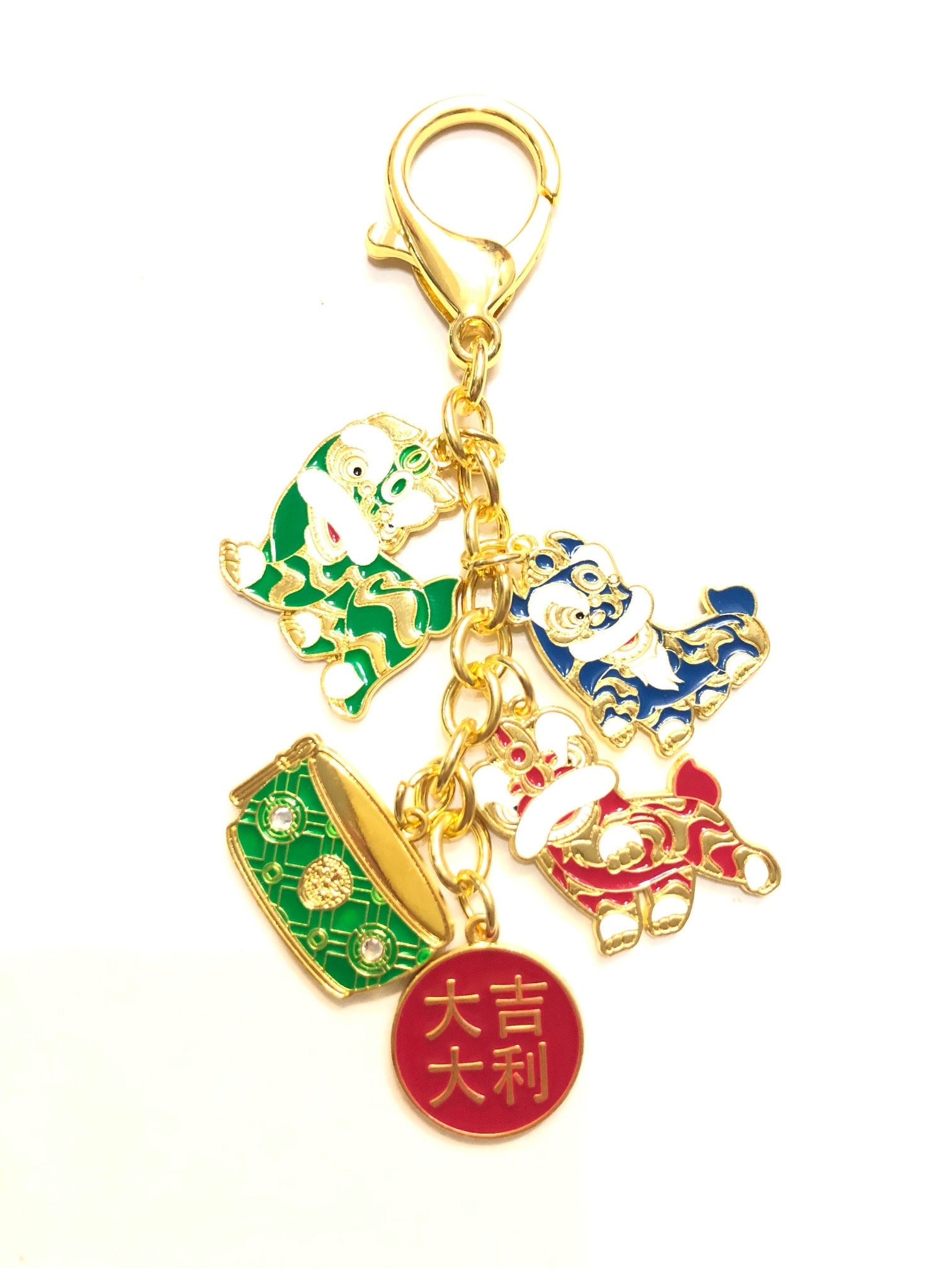 2023 Feng Shui Trio of Lions Hanging Amulet Keychain Etsy
