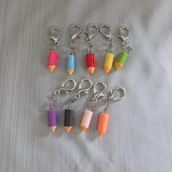 Pencil Zipper Charm, Clip on Charm,  Pencil Case Pull, Planner Charm, Keyring Accessory, and more!!