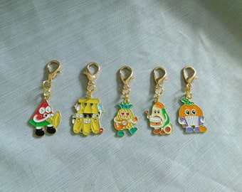 Musical Fruit Zipper Pulls, Zipper Charms, Clip on Charms