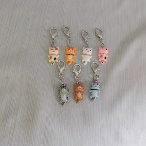 Cat Zipper Pull, Kids Zipper Pulls, Clip on Charm, Keychain Accessory, Backpack, Bag, Purse Dangle Charm