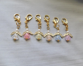 Gold Wing Angels Clip on Charm. Ideal for bag, purse, keyring, gift and more!!