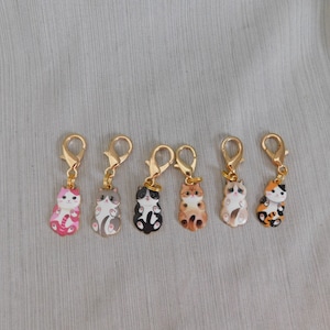 Tirador de cremallera con forma de gato sentado, colgante con forma de gato, colgante con clip, accesorio para llavero, bolso, cartera, mochila