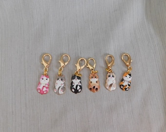 Sitting Cat Zipper Pull, Cat Dangle Charm, Keyring Accessory, Purse, Wallet, Backpack Dangle Charm