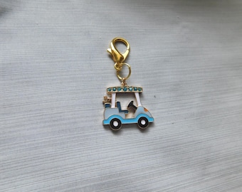 Golf Cart Clip on Charm. Ideal for bag, purse, backpack and more!!