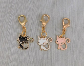 Sassy Cat Zipper Pulls, Dangle Charm, Clip on Charm, Zipper Charm