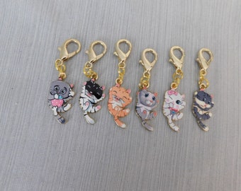 Funny Cat Zipper Pull, Cat Clip on Charm, Cat Dangle Charm, Purse, Backpack, Bag Zipper Pull, Keyring Accessory