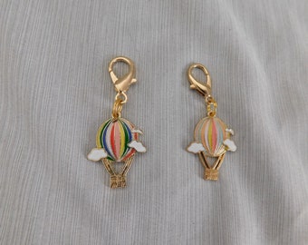 Hot Air Balloon Zipper Pull, Clip on Charm, Keyring Accessory