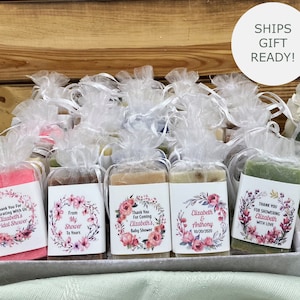 Pink Floral Personalized Soap Favors Bridal Wedding Baby Shower Prizes Guest Thank You Gifts From my Shower to yours Eucalyptus Greenery