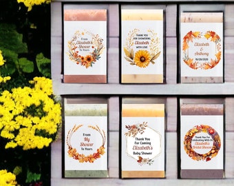 Autumn Fall  Personalized Soap Favors Baby Shower Bridal Wedding Shower Ships Wrapped Labeled Gift Ready Thank you gifts Handmade Favors