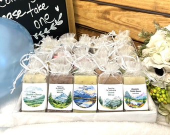 Mountain Wedding Personalized Soap Favors Baby Shower Bridal Shower Wedding Ships Wrapped Labeled Gift Ready Thank you gifts Handmade Favors