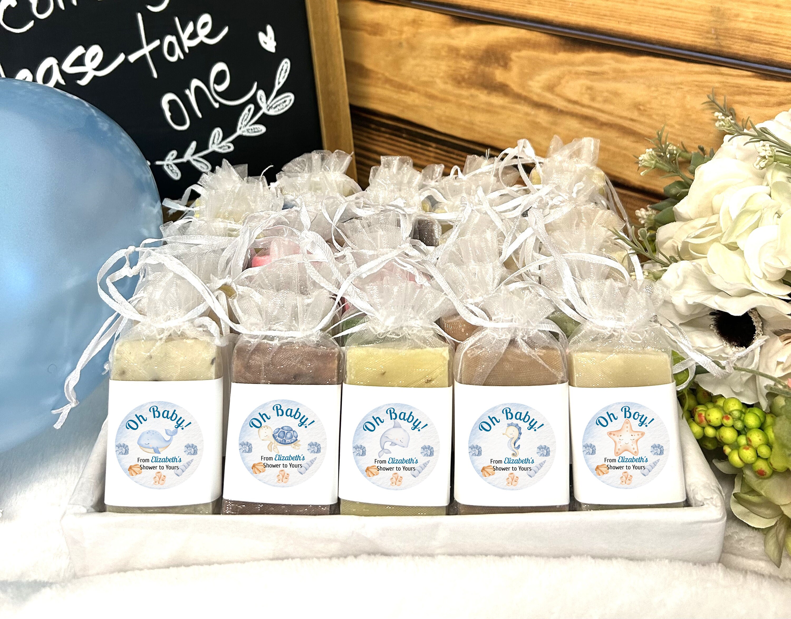 Oh Baby Under the Sea Animals for A Boy Personalized Soap Favors Baby Shower prizes Thank you gift From My Shower to Yours Whale Fish Crab
