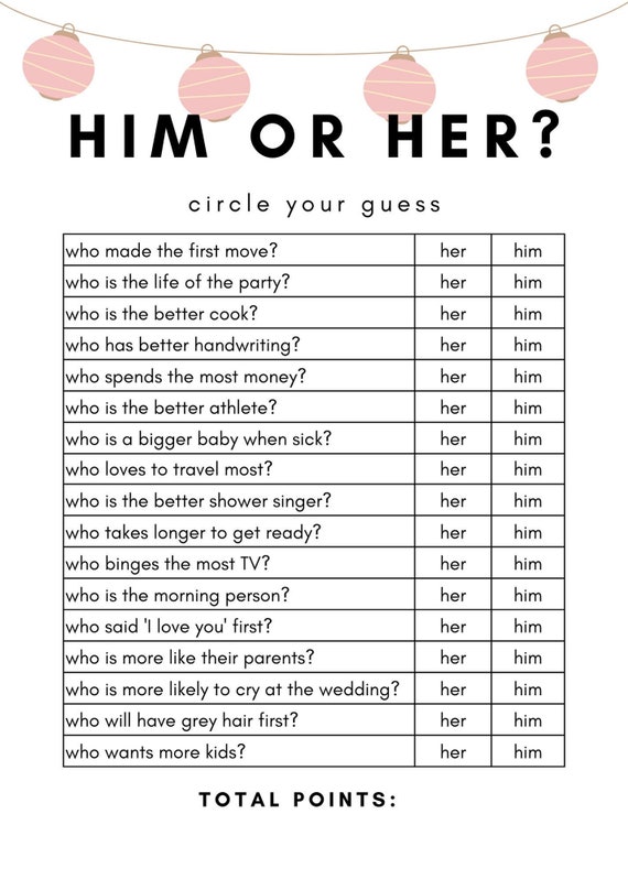 Bridal Shower Game Etsy