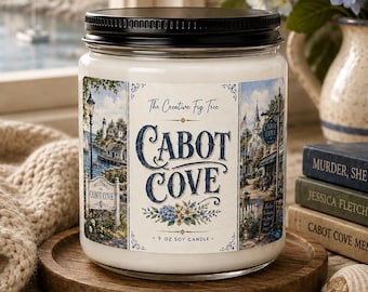 Cabot Cove Soy Candle Murder Mystery Non-Toxic Scented Candles Gift Ideas Seaside Coastal Home Decor Nostalgic Gifts Detective Artwork