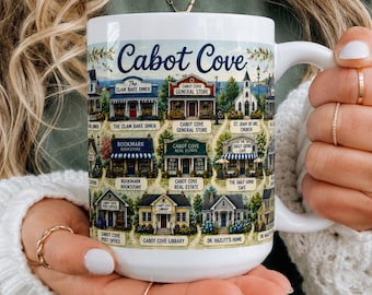 Cabot Cove Ceramic Mug Murder She Wrote Artwork Mystery Cup Town Map Illustrations Detective Gift Ideas Vintage 90s Coffee Mugs Coastal