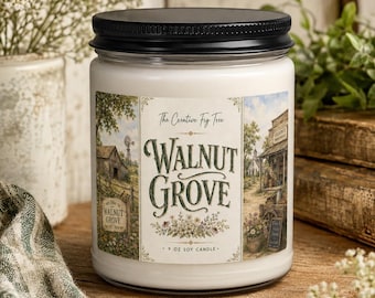Walnut Grove Soy Candle Laura Ingalls Wilder Scented and Unscented Non-Toxic Candles Pioneer Book Gift Ideas Reading Decor Cottagecore