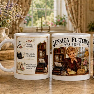 Jessica Fletcher Was Right Ceramic Mug Murder She Wrote Mugs Cabot Cove Gifts Detective Illustrations Quote Gift Murder Mystery Coffee Cup