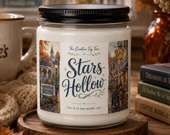 Stars Hollow Soy Candle Luke's Diner Non-Toxic Scented Candles Gift Ideas Small Town Home Decor Nostalgic Gifts Cottagecore Artwork Cottage
