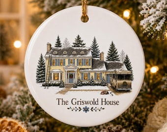 The Griswold House Double-Sided Ceramic Ornament Christmas Vacation Tree Ornaments Eddie's RV Artwork Funny Holiday Decor Gift Ideas