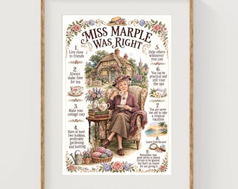 Miss Marple Was Right Art Print Funny Fictional Proverbs Poster Agatha Chrsitie Wall Decor Murder Mystery Gift Ideas Book Club Humor Artwork