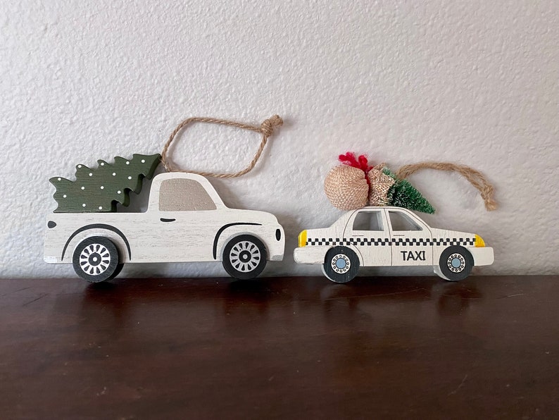 Wood Christmas Tree Car Ornament Set Etsy