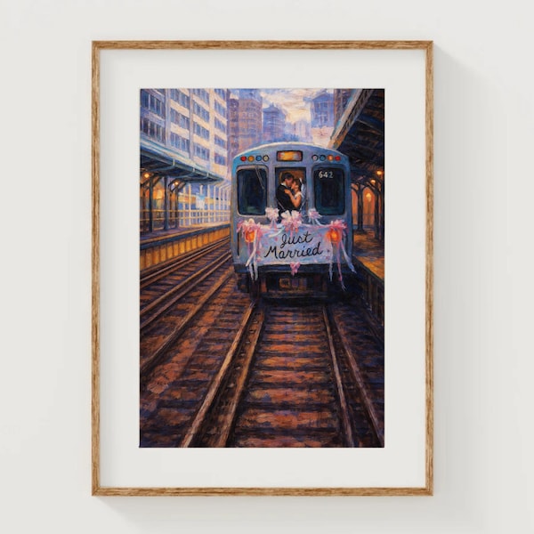Lucy and Jack Art Print Just Married Acrylic Painting Christmas Posters Romantic Gallery Wall While You Were Sleeping Artwork Travel Decor