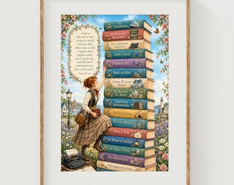 Emma M. Lion Art Print Book Quote Illustrations Book Stack Artwork St. Crispian's Town Books Poster Dalliance Bookshop Decor Bookish Gifts