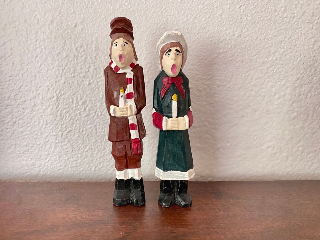 Vintage Christmas Caroler Figurines Set Hand Carved - Etsy