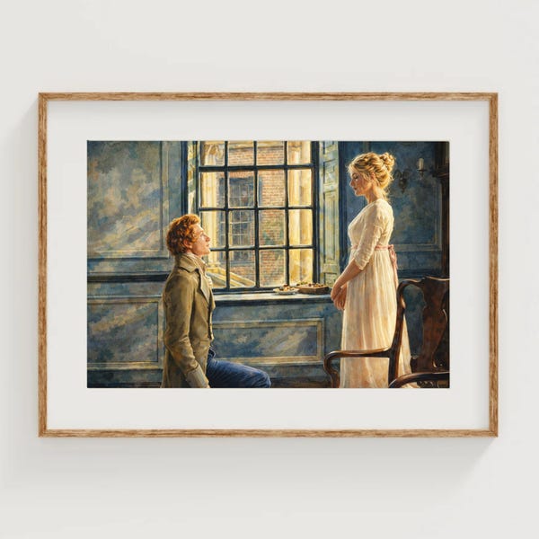 Bingley Proposes to Janes Art Print Pride and Prejudice Watercolor Painting Regency Era Artwork Jane Austen Book Posters Bookish Wall Decor
