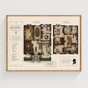Hercule Poirot's House Floorplan Art Print Agatha Christie Artwork Detective Posters Little Grey Cells Decor Murder Mystery Gallery Wall