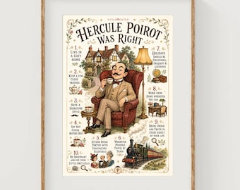Hercule Poirot Was Right Art Print Inspiration Quotes Poster Agatha Chrsitie Wall Decor Murder Mystery Gift Ideas Book Club Humor Artwork