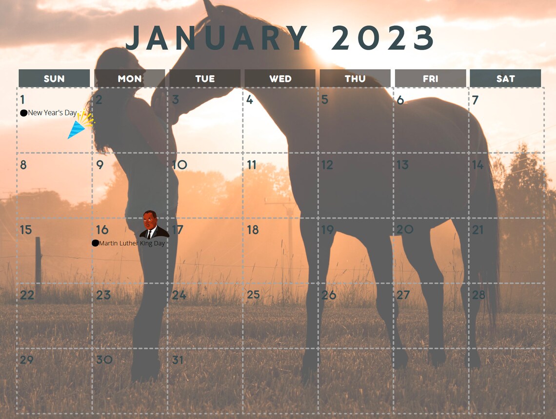 2023 Western Horse Themed Printable Calendar Etsy Singapore