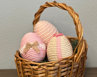 Pink and Cream Spring Easter Egg | Bowl Fillers Yarn | Set of 3 | Plain or Decorated Available