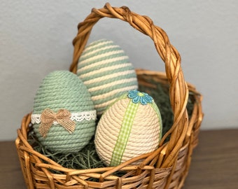 Mint and Cream Spring Easter Egg | Bowl Fillers Yarn | Set of 3 | Plain or Decorated Available