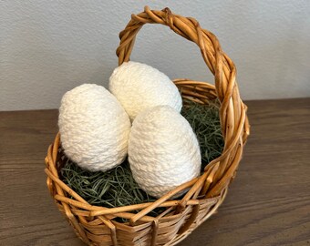 White Crochet Spring Easter Egg | Bowl Fillers Yarn | Set of 3 |