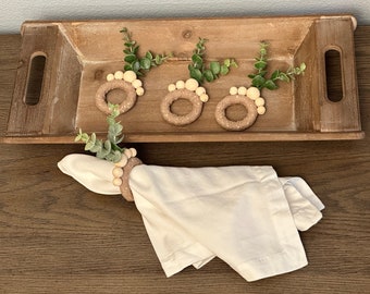 Multiple Bead  Rustic, Farmhouse Napkin Ring | Weddings, Engagement Parties, Bridal Showers, Housewarming