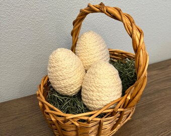 Cream Crochet Spring Easter Egg | Bowl Fillers Yarn | Set of 3 |