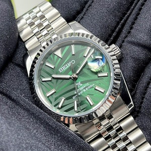 Seiko Palm Green Datejust 36 / 39mm Fluted Bezel Stainless - Etsy