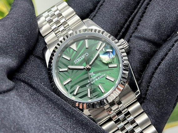 Seiko Palm Green Datejust 36 / 39mm Fluted Bezel Stainless - Etsy Singapore